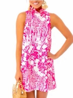 NWT Tuckernuck Blythe Dress Hot Pink Wildflower Bow Tie Back Sleeveless Sz Large